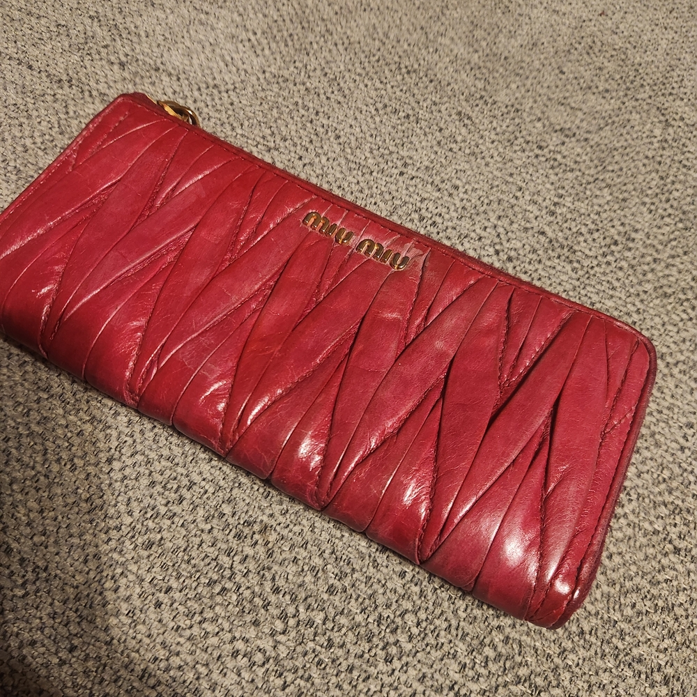 Miu Miu Quilted Red Leather Wallet